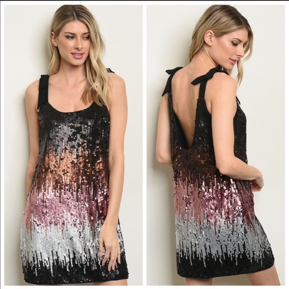 NEW YEAR’S EVE; Multicolor Sequin Tunic Dress - Picture 1 of 2